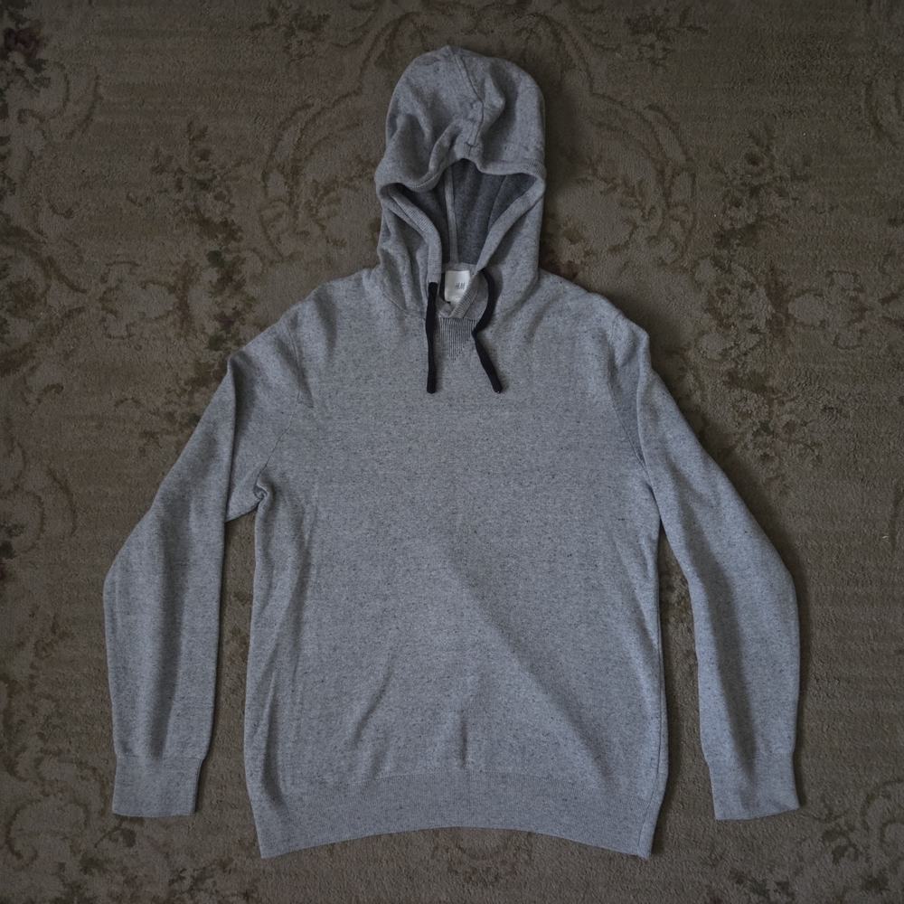 H&M Heather Gray Hoodie with Black Drawstrings